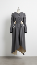 Asymmetrisches Midikleid aus Strukturstoff