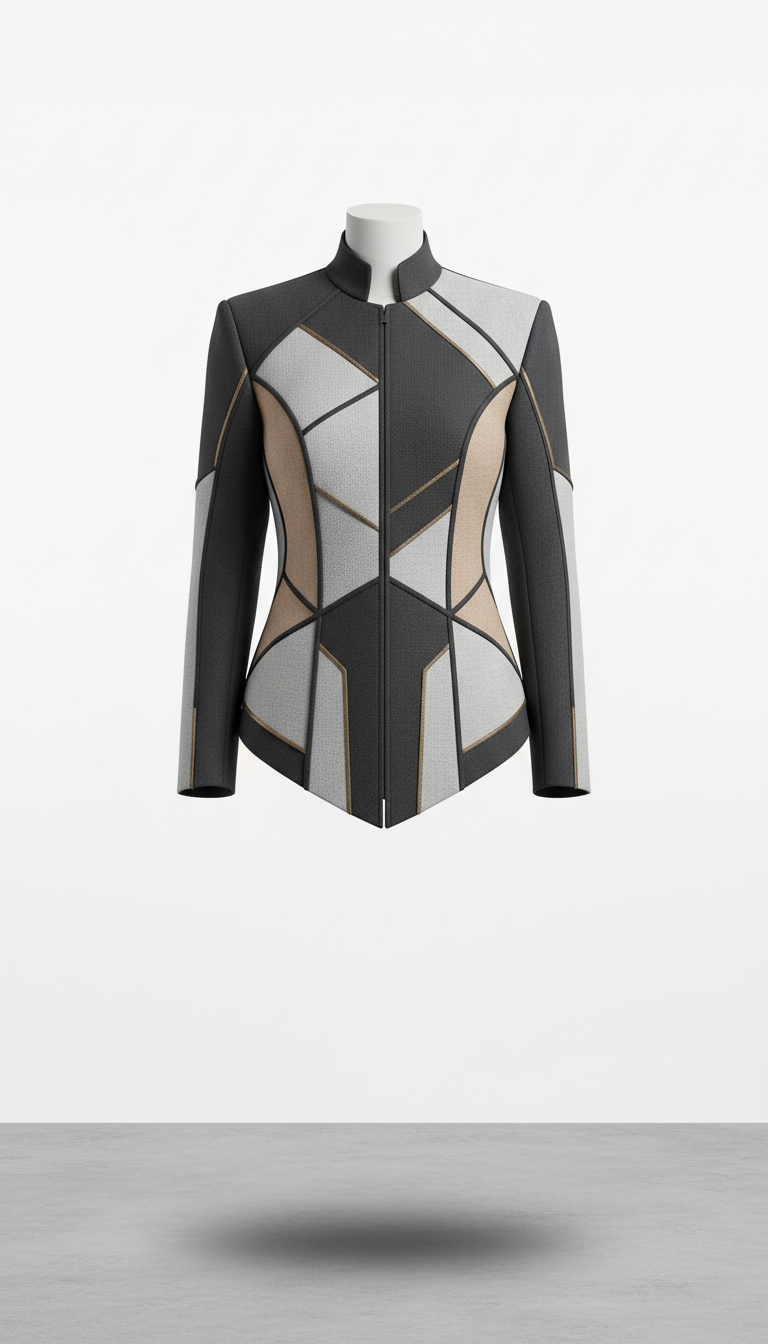 Jacke mit architektonischer Panelstruktur
